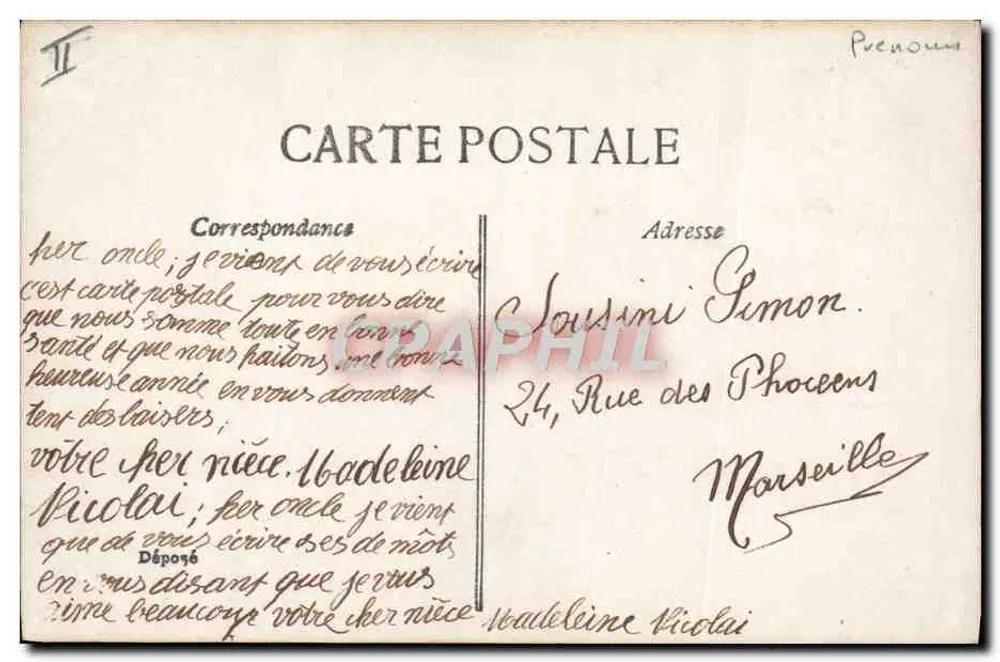 Porträt von Pierre — Blumendekor und Schleife — Verlag ELD n°4395 - Rückseite