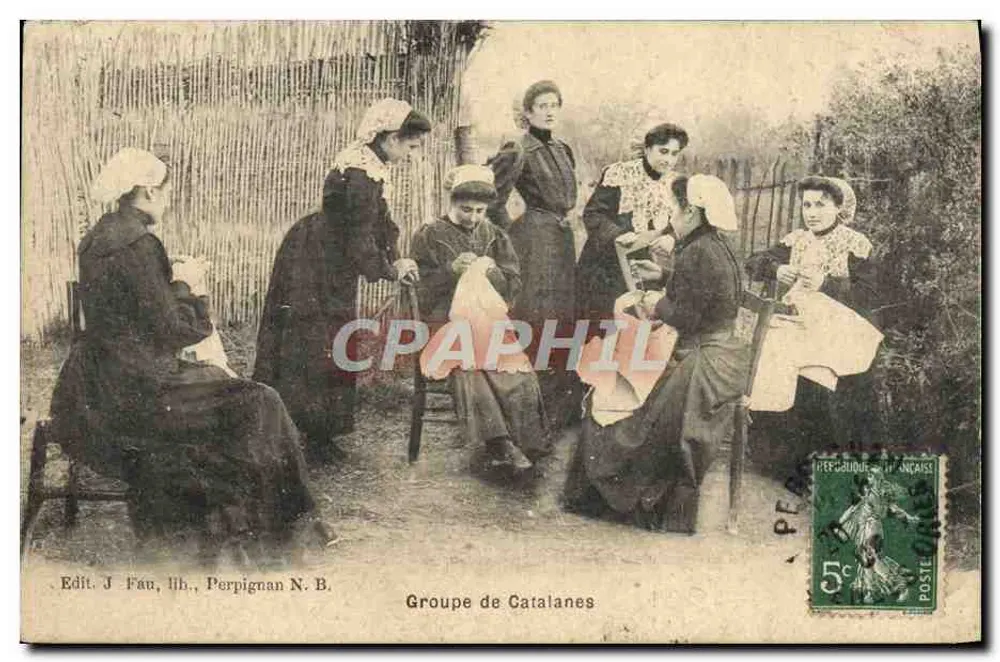 Grupo de catalãs — Perpignan — Edit. J. Fau, litografia Perpignan N.B. - Frente