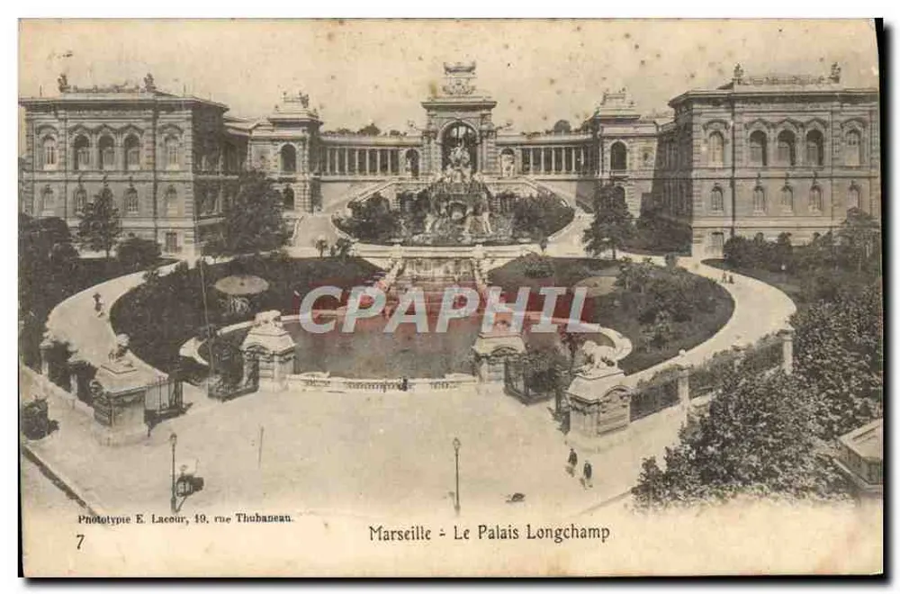 Marseille - O Palácio Longchamp — Fototipo E. Lacour, 19, rue Thubaneau, n°7 - Frente