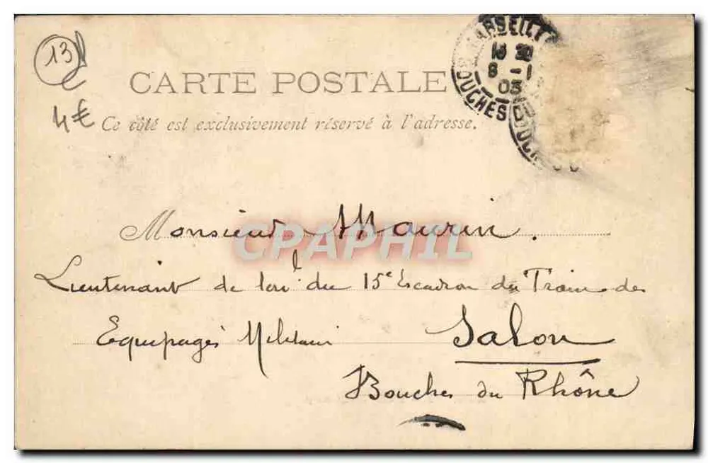Marselha — Palácio Longchamp — editor desconhecido, número de série não visível - Verso