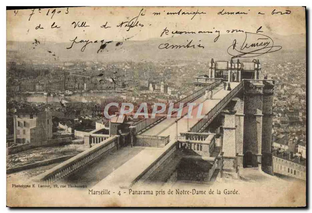 Marseille - Panorama vom Notre-Dame-de-la-Garde — Phototypie E. Lacour, 19, rue Thibaneau - Vorderseite