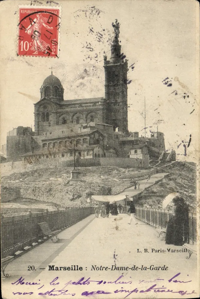 Marselha : Nossa Senhora da Guarda — vista panorâmica — L. B. Paris-Marseille, n°20 - Frente