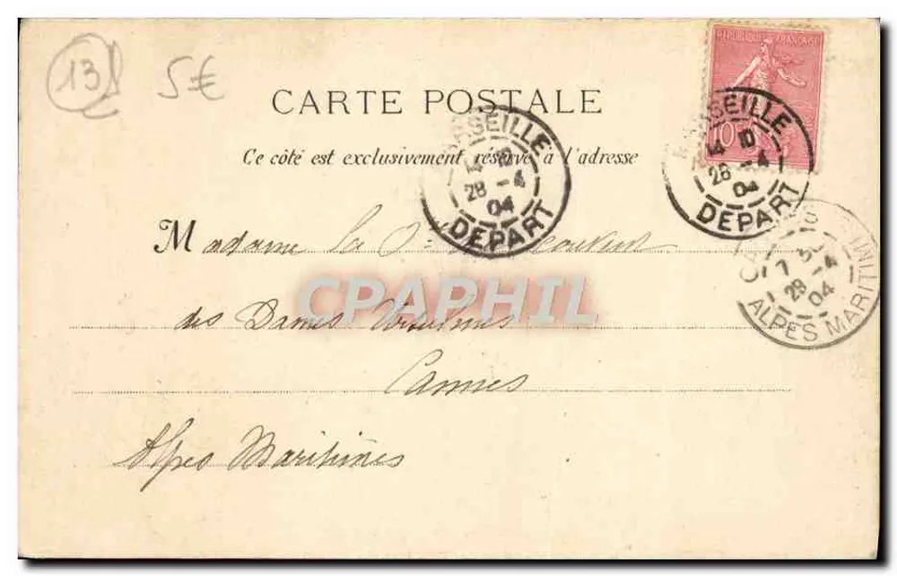 Marseille : A Virgem da Guarda — G. M. — número de série ilegível - Verso
