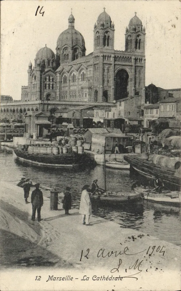 Marselha - A Catedral — vista do porto em 1904 - Frente
