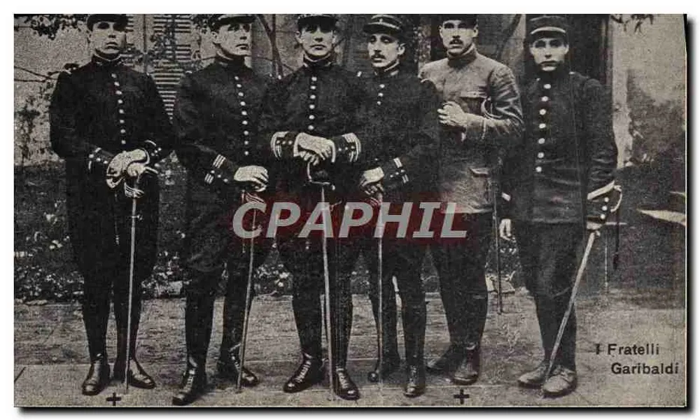 Fratelli Garibaldi — seis homens em uniforme — editor Fratelli Garibaldi - Frente