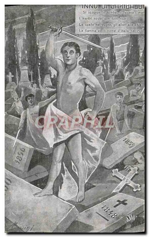 Inno di Garibaldi — ilustração patriótica — editor desconhecido, número de série não visível - Frente