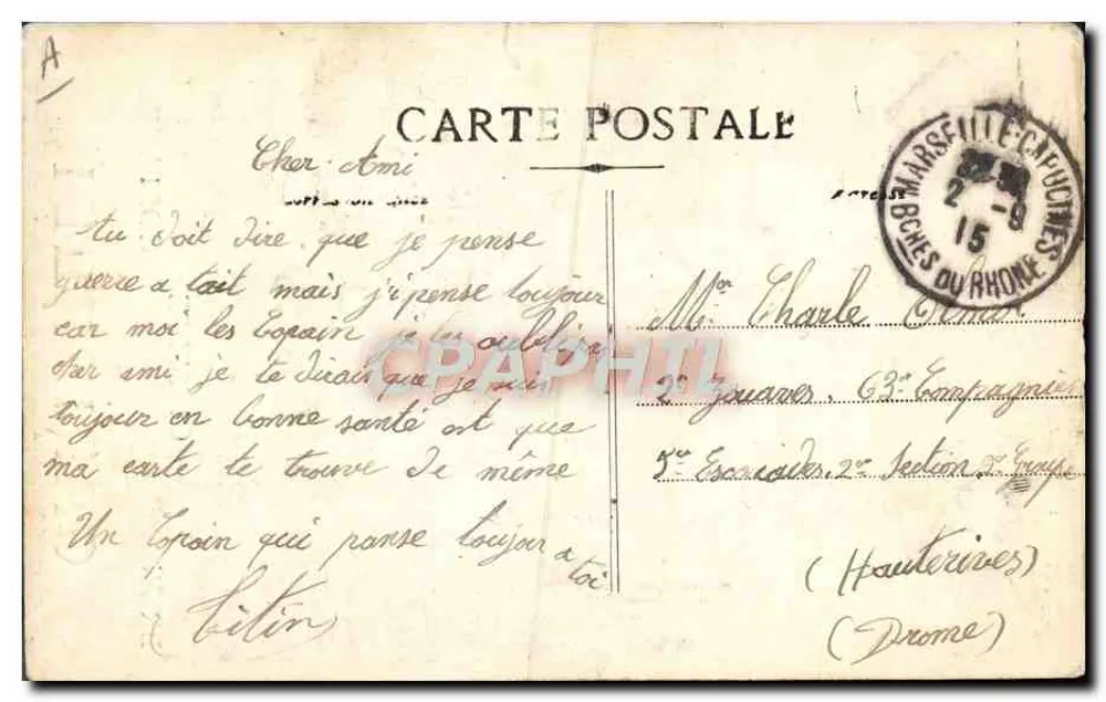 Giuseppe Garibaldi — retrato com dois soldados — Edit. Coët, N.1 - Verso