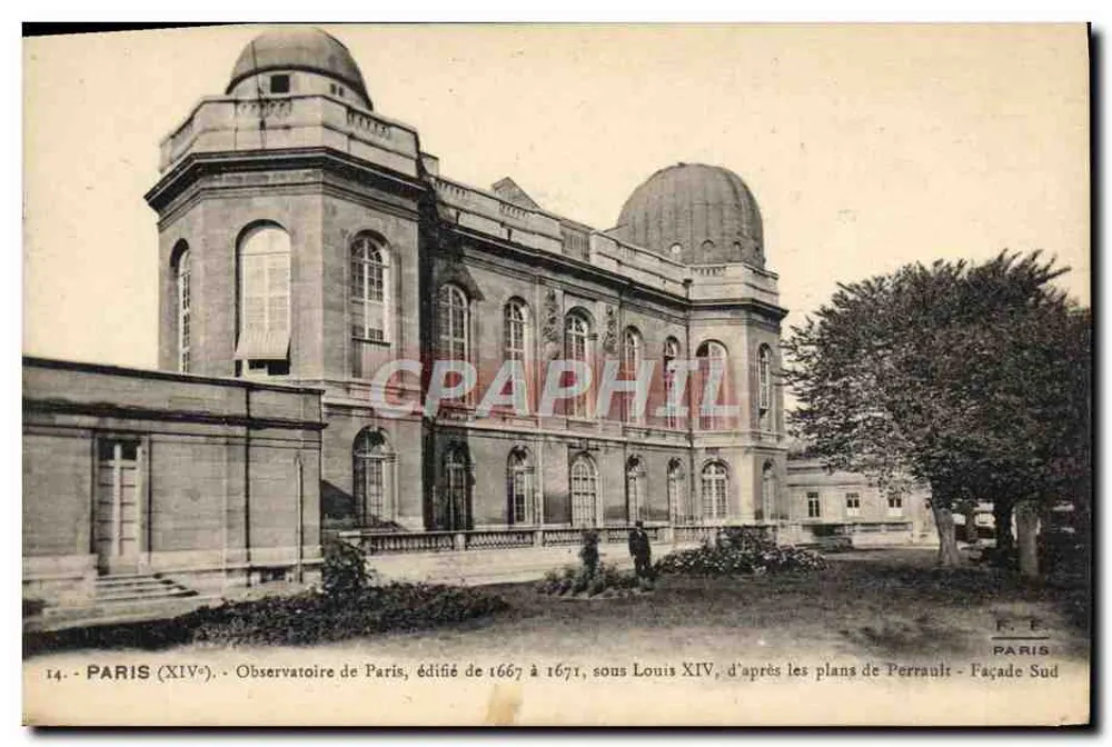 Observatório de Paris — Facha Sul — construído entre 1667 e 1671 sob Luís XIV, segundo os planos de Perrault — F.E. PARIS - Frente