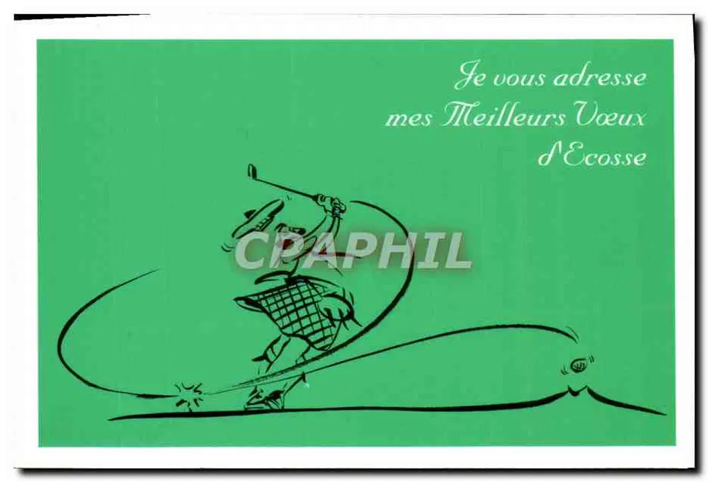 Schottischer Golfer — Weihnachtskarte — Hiram Walker Distribution France - Vorderseite