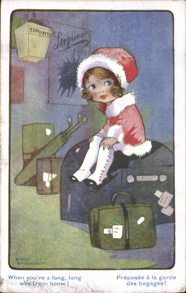 Kleine Mädchen in Weihnachtsmann-Kostüm — Gepäckträgerin — Inter Art Co. Nr. 1963 - Vorderseite