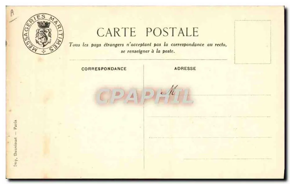 Der Dampfer "D'Artagnan" — Messageries Maritimes — Verleger Inop. Danvissat, Paris - Rückseite