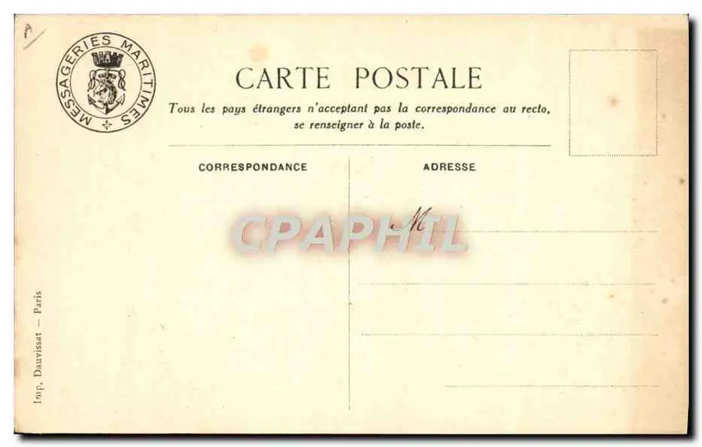 Der Dampfer "D'Artagnan" — Messageries Maritimes — Verlag Imp. Daunissat, Paris - Rückseite
