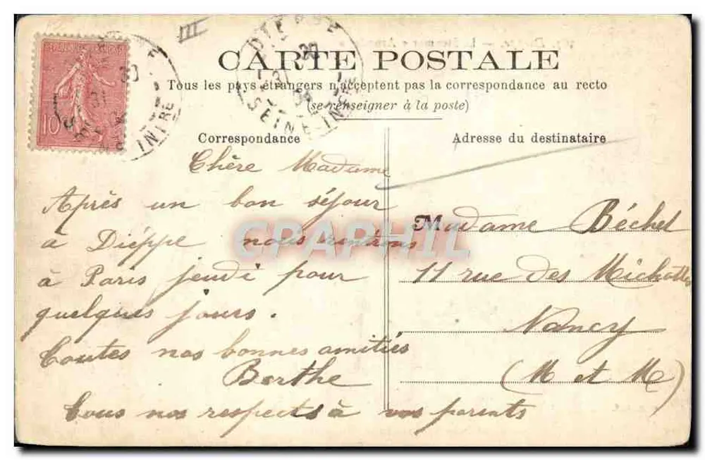 Dieppe — El vapor « Arundel » — E. Merchaud, n°367 - Reverso