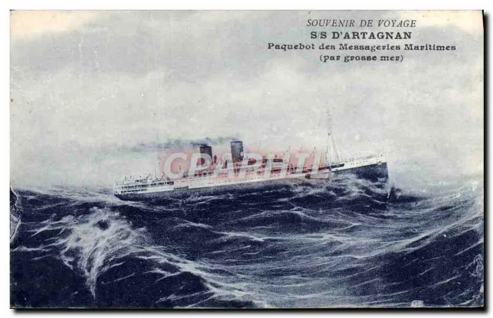 SS D'ARTAGNAN — Dampfer der Messageries Maritimes (in stürmischen Gewässern) — H. Glimot, Marseille - Vorderseite
