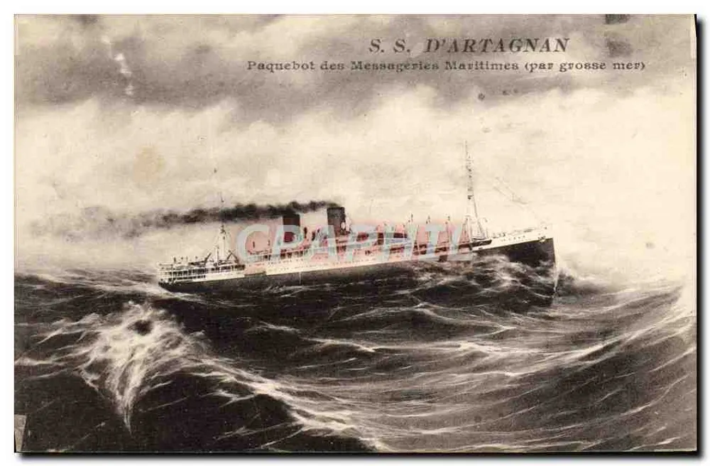 S.S. D'ARTAGNAN — Dampfer der Messageries Maritimes (auf großer See) — Verlag nicht sichtbar - Vorderseite
