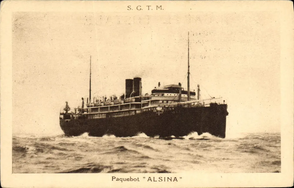 Navio de passageiros "ALSINA" — S.G.T.M. — Sociedade Geral de Transportes Marítimos - Frente