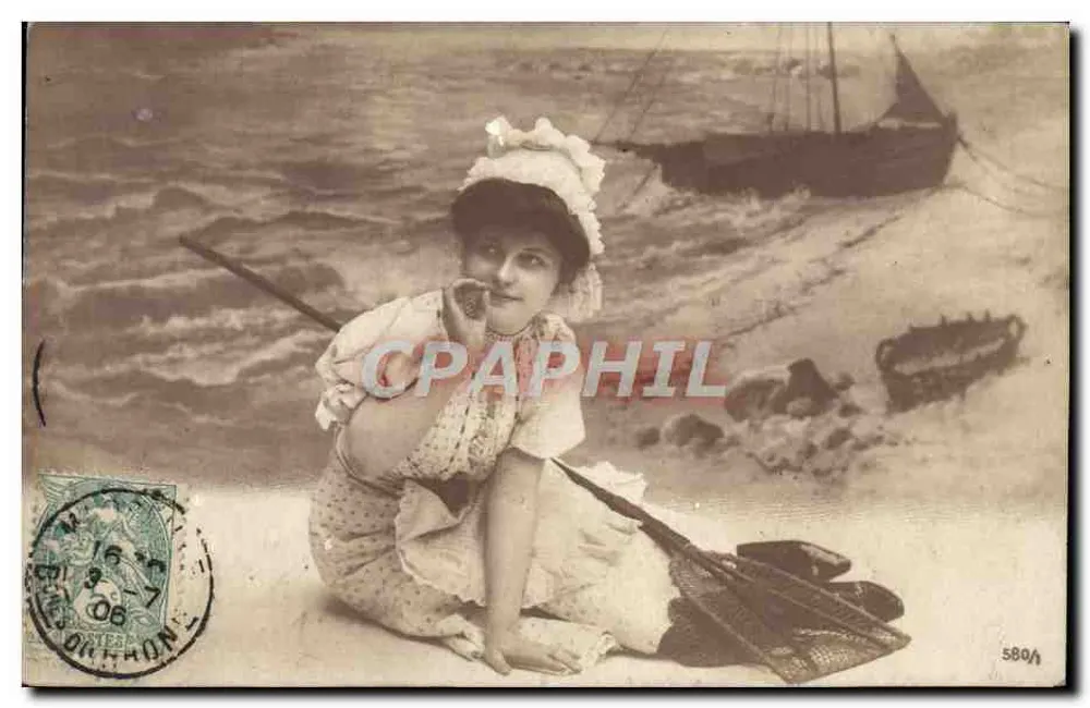 Junge Frau am Meer — Strand von Marseillan — Verlag O. Fotograf, Berlin - Vorderseite