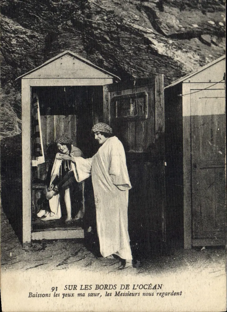 An den Ufern des Ozeans — Strandbild mit Hütten — Verlag nicht sichtbar, Seriennummer 93 - Vorderseite