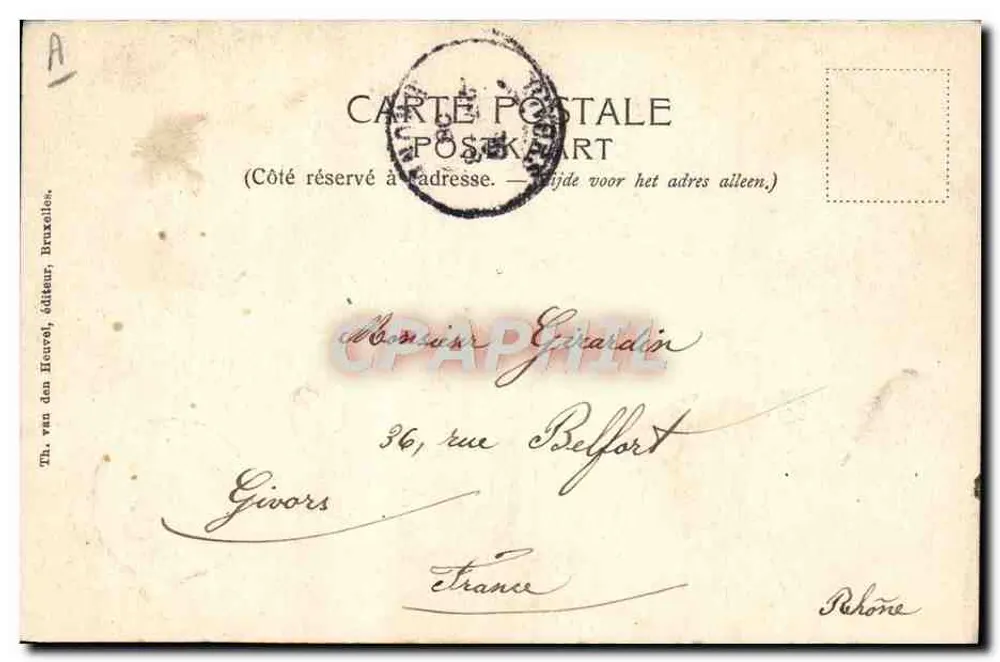 Belgische Strände — Zwei Badende — Th. van den Heuvel, Verlag, n° 106 - Rückseite