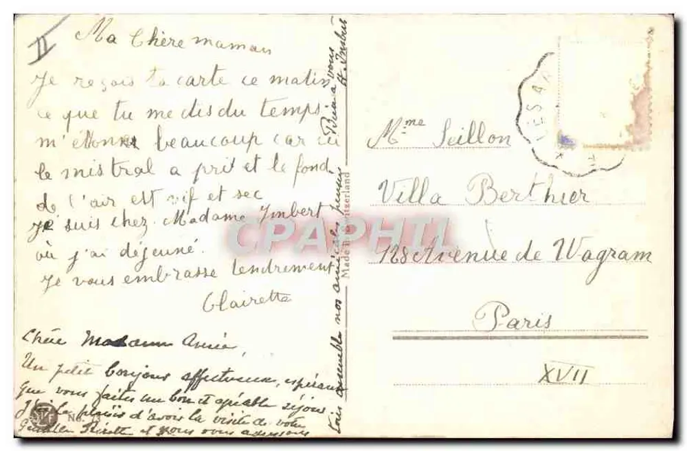 Küstenlandschaft mit Kiefern — Malerei von E. Robbel — Verlag nicht sichtbar - Rückseite