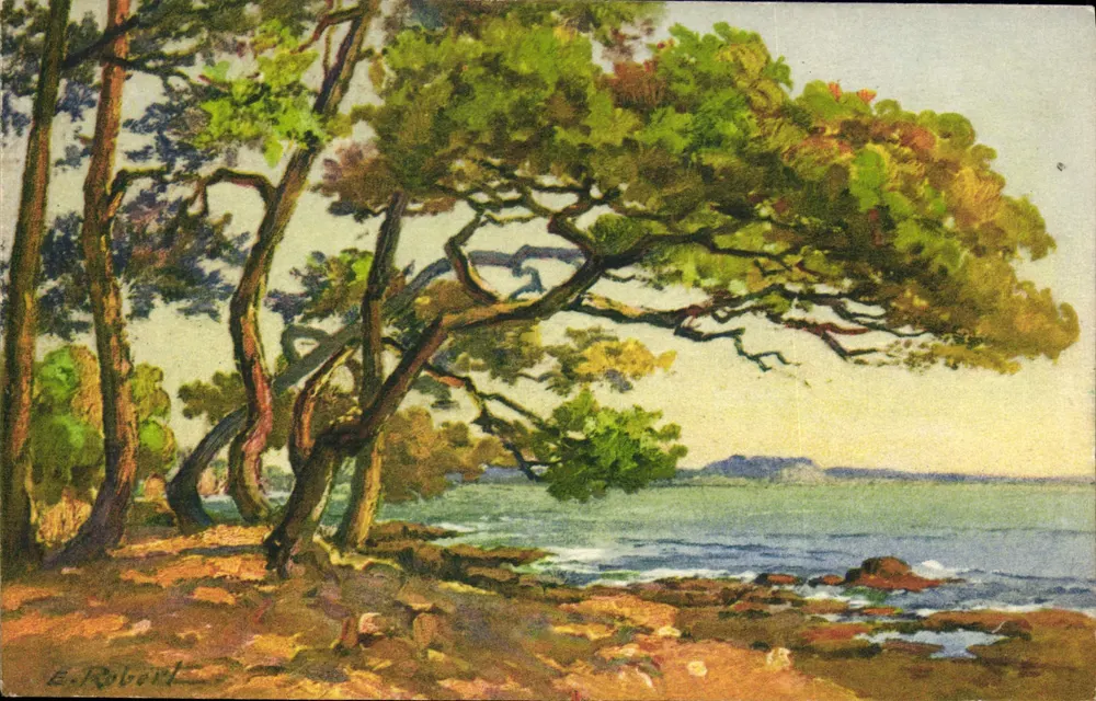 Küstenlandschaft mit Kiefern — E. Robint — STF Nr. 73 - Vorderseite