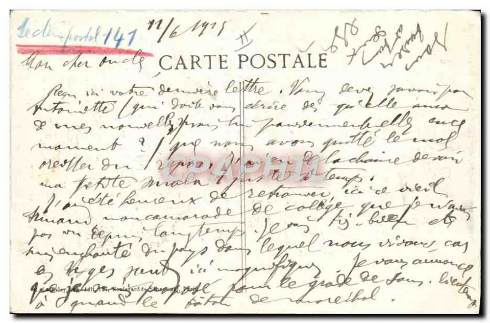 Gefangene an der Hartmansweillerkopf — 1914-15 — Visé, Paris N° 1009 - Rückseite