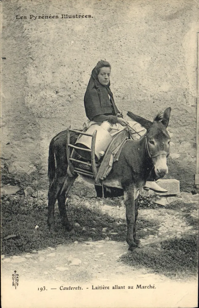 Cauterets — Milchmaid auf dem Weg zum Markt — Les Pyrénées Illustrées, n°193 - Vorderseite