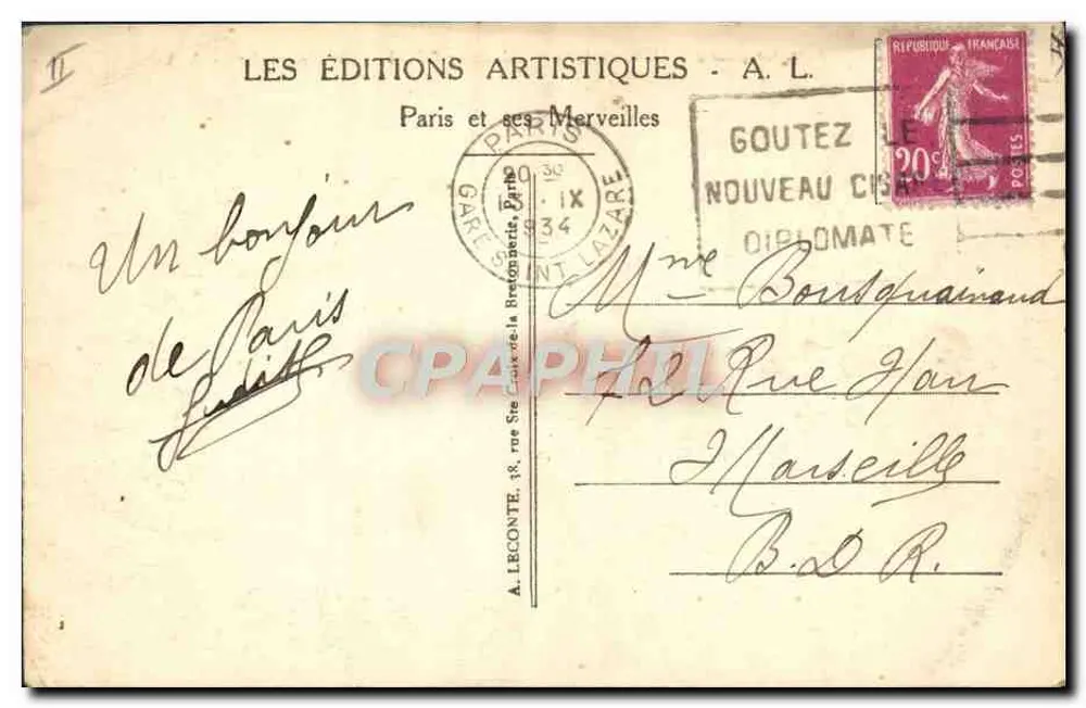 Paris - Parc Montsouris - Das Observatorium — Verlag A. L. n°61 - Rückseite