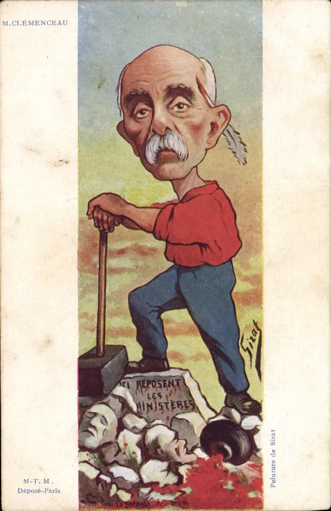 Herr Clemenceau — politische Karikatur — Malerei von Sirat, Paris - Vorderseite