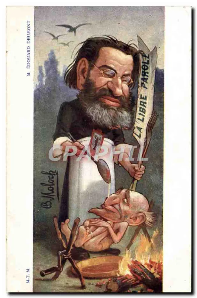 Karikatur von Herrn Édouard Drumont – signierte Karikatur B. Moloch – Verlag Herr Édouard Drumont - Vorderseite