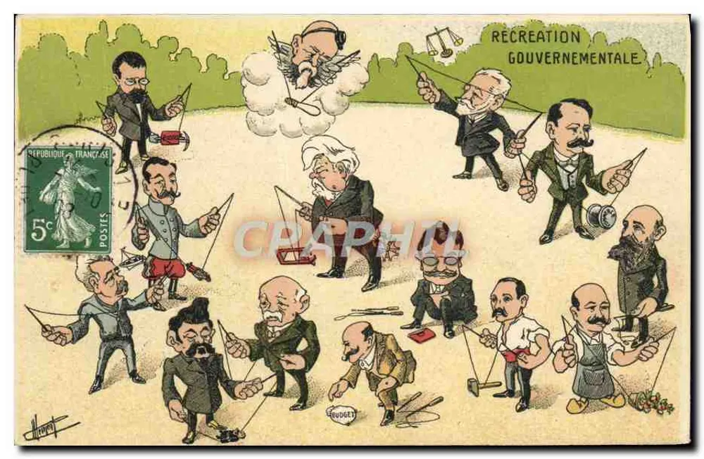 Regierungssimulation — politische Karikatur — Verlag nicht sichtbar - Vorderseite