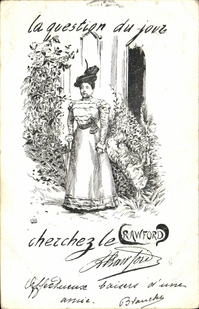 Frau in langer Robe und Hut — Illustration für 'La question du jour' — Verlag Crawford - Vorderseite