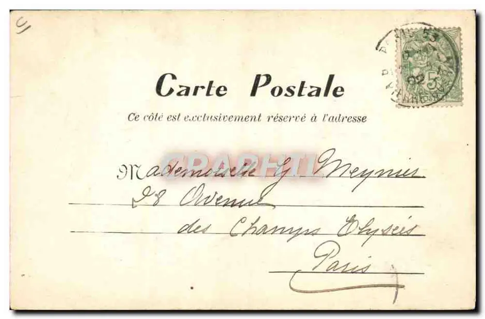 Frau in langer Robe und Hut — Illustration für 'La question du jour' — Verlag Crawford - Rückseite