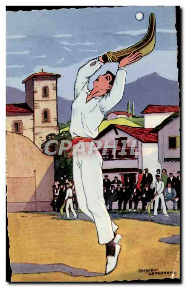 Jogador de pelota basca — cena de jogo — desenho de Jacques Astannevi - Frente