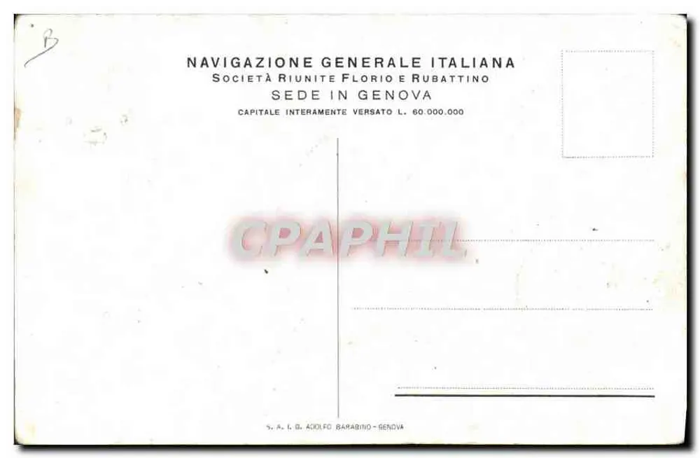 Pir.fo "America" — paquebot à vapeur — éditeur Navigazione Generale Italiana - Achterkant
