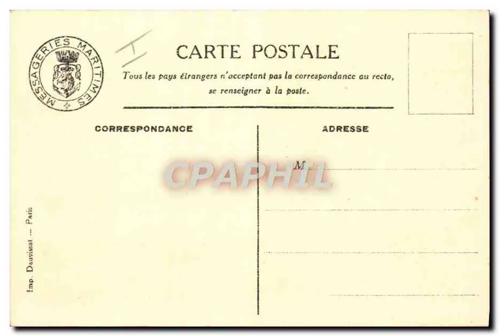 Der Promenadenbrücke — Erste Klasse — Messageries Maritimes - Rückseite