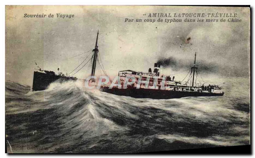 Croiseur "Amiral Latouche-Tréville" — en pleine tempête dans les mers de Chine — éditeur Grondin & Cie, n° 11 - Vorderseite