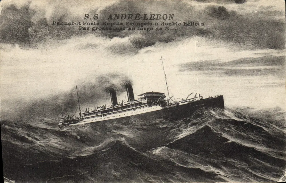 S.S. ANDRÉ-LEBON — Französischer Postdampfer mit Doppelpropeller — vor X... - Vorderseite