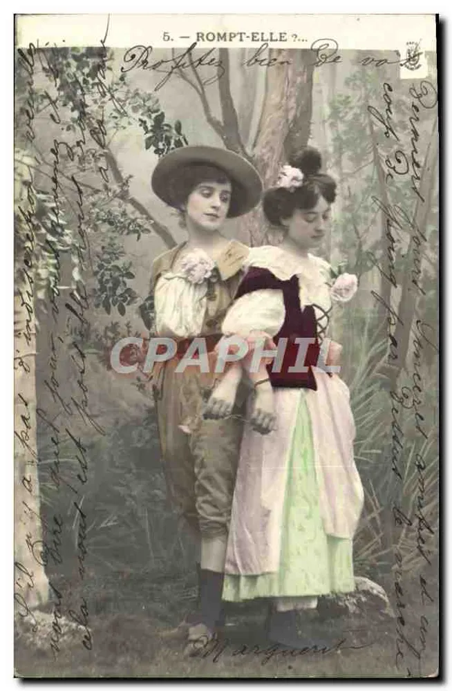 Zwei junge Frauen im Wald — Ansichtskarte Nr. 5 — unbekannter Verlag - Vorderseite