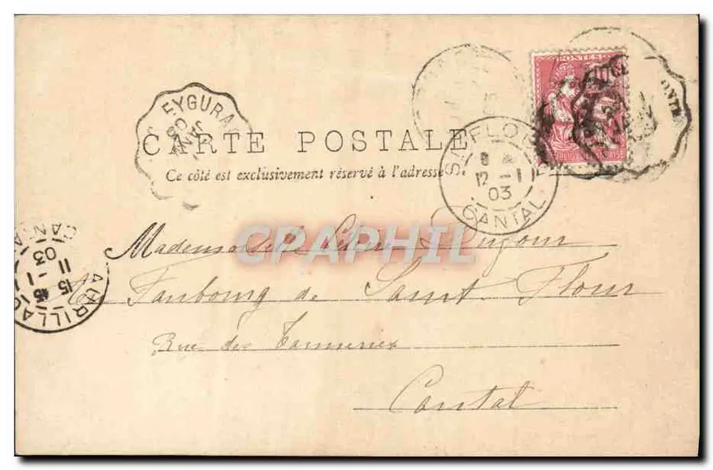 Kind in Mönchskleidung — gedruckter und handschriftlicher Text — A.N. Paris - Rückseite