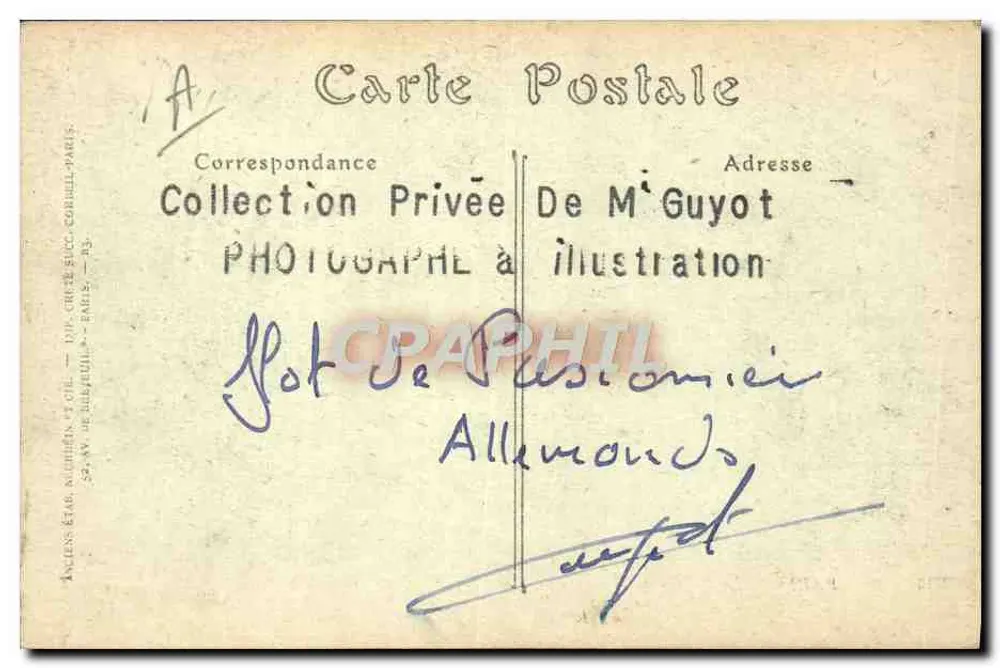 Deutsche Soldaten im Uniform — Lager Szene — Verlag Anciens États Nubiérgin & Cie, Paris - Rückseite