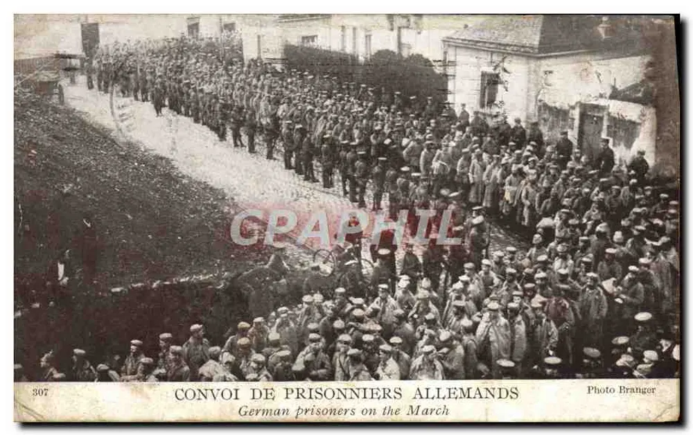 Convoi de prisonniers allemands — scène de marche en rue — Photo Branger, n° 307 - Vorderseite