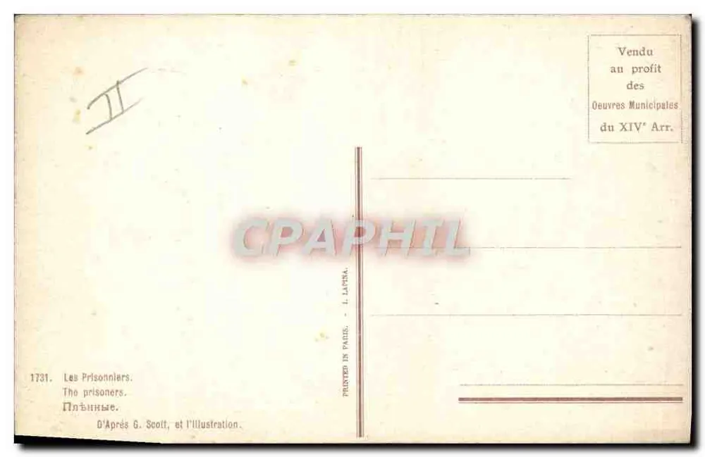 Os Prisioneiros — ilustração de G. Scott — editor L. Lattin, n° 1731 - Verso