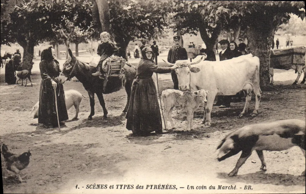 Scènes et Types des Pyrénées — Ein Eckchen des Marktes — BR. - Vorderseite
