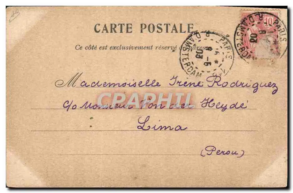 Cena caricaturada — França e Reino Unido — editor P. Rivayat, número de série não visível - Verso