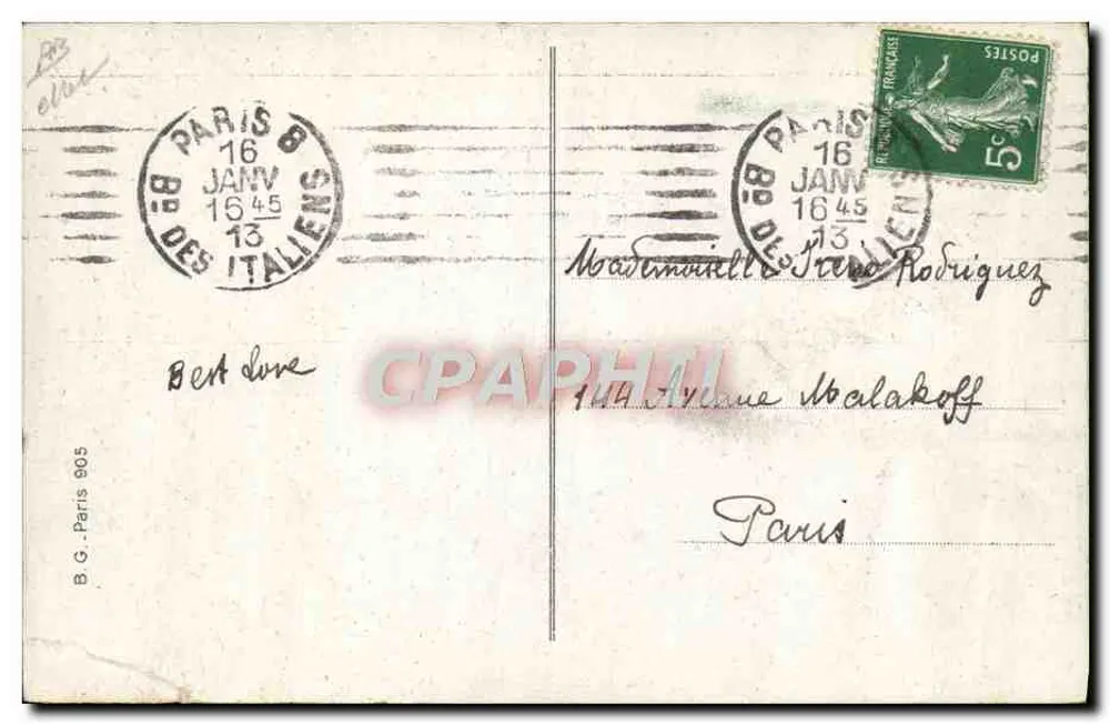 Le déménagement de Monsieur Fallières — (En route pour le Loupillon) — éditeur B.G. Paris 905 - Rückseite