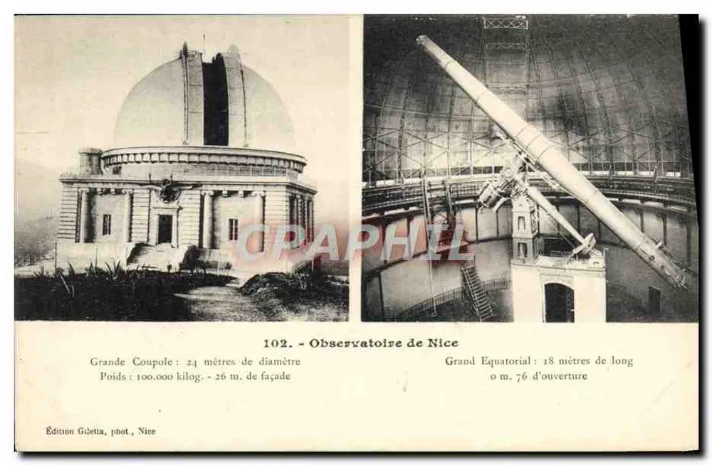 Observatorium von Nice — Großes Ekliptik-Teleskop und große Kuppel — Edition Goetta, Foto, Nice - Vorderseite