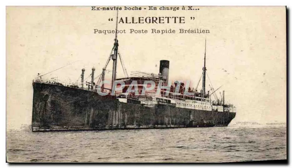 Paquebot "Allegrette" — Ex-navire boche, paquebot poste rapide brésilien — éditeur "Paquebot Poste Rapide Brésilien" - Vorderseite