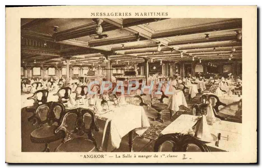 Erste-Klasse-Esszimmer — Das Dampfschiff ANGKOR — Messageries Maritimes - Vorderseite