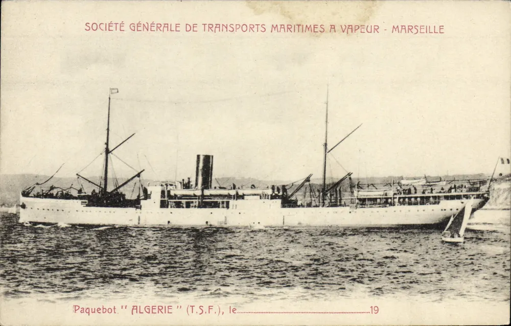 Navio de Passageiros "ALGERIE" (T.S.F.) — Sociedade Geral de Transportes Marítimos a Vapor — Marselha - Frente